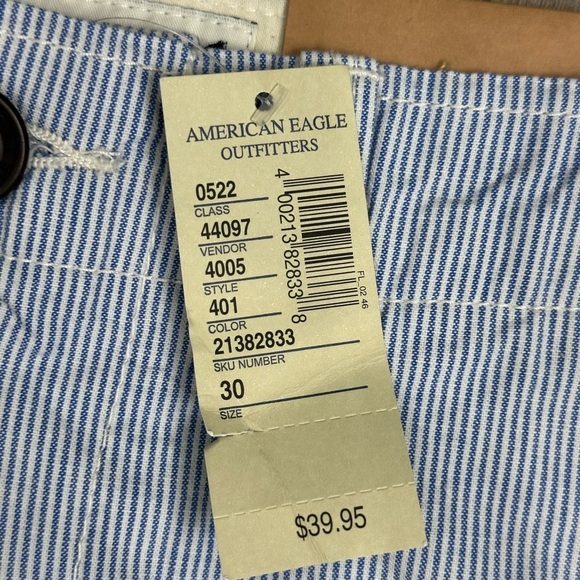 Men's American Eagle AEO 30 Small Shorts Pin Stripes Blue White Chino Khakis NWT - Picture 7 of 9
